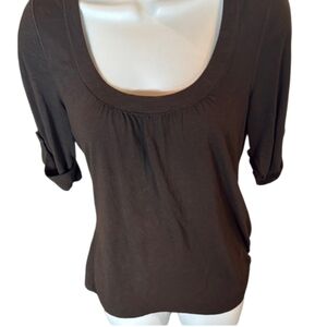 LOFT Women’s Brown Scoop Neck 3/4 Sleeve Blouse Top Size M